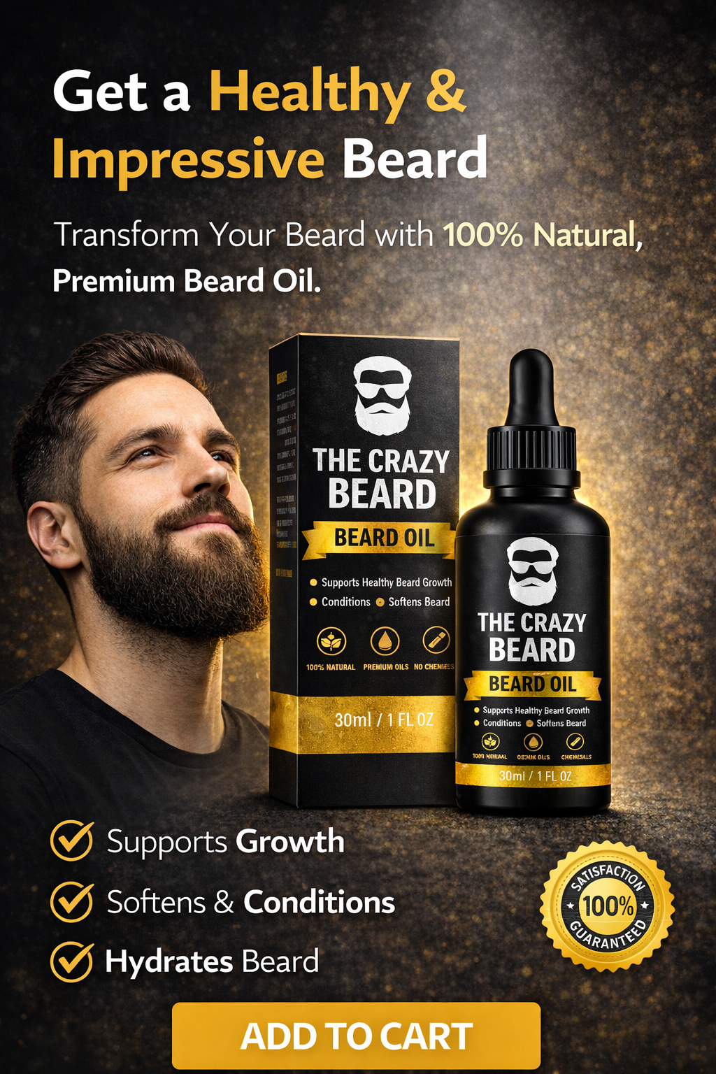 THE CRAZY BEARD™ | Premium Beard Growth Oil | Nourish, Strengthen & Stimulate Beard Growth