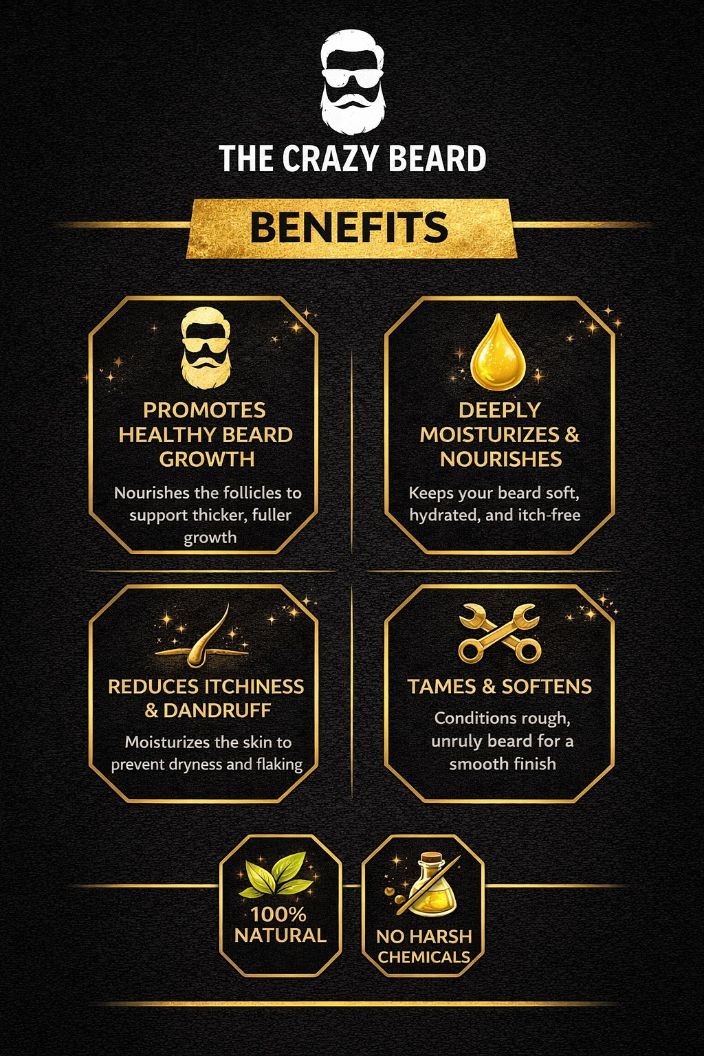 THE CRAZY BEARD™ | Premium Beard Growth Oil | Nourish, Strengthen & Stimulate Beard Growth